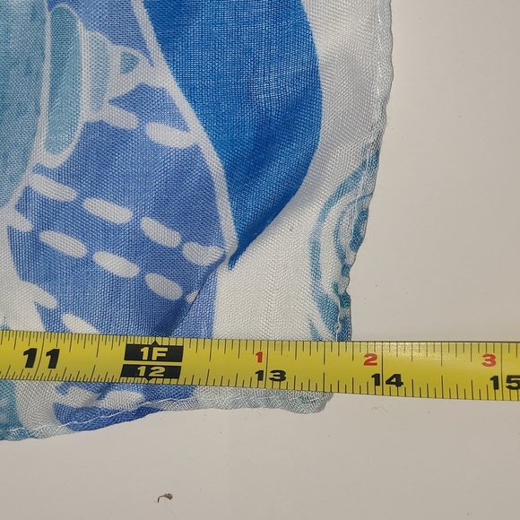 Scarf Shell Print Pastel & Marine Blue Print Lightweight Resortwear Cruise Beach - Picture 3 of 6